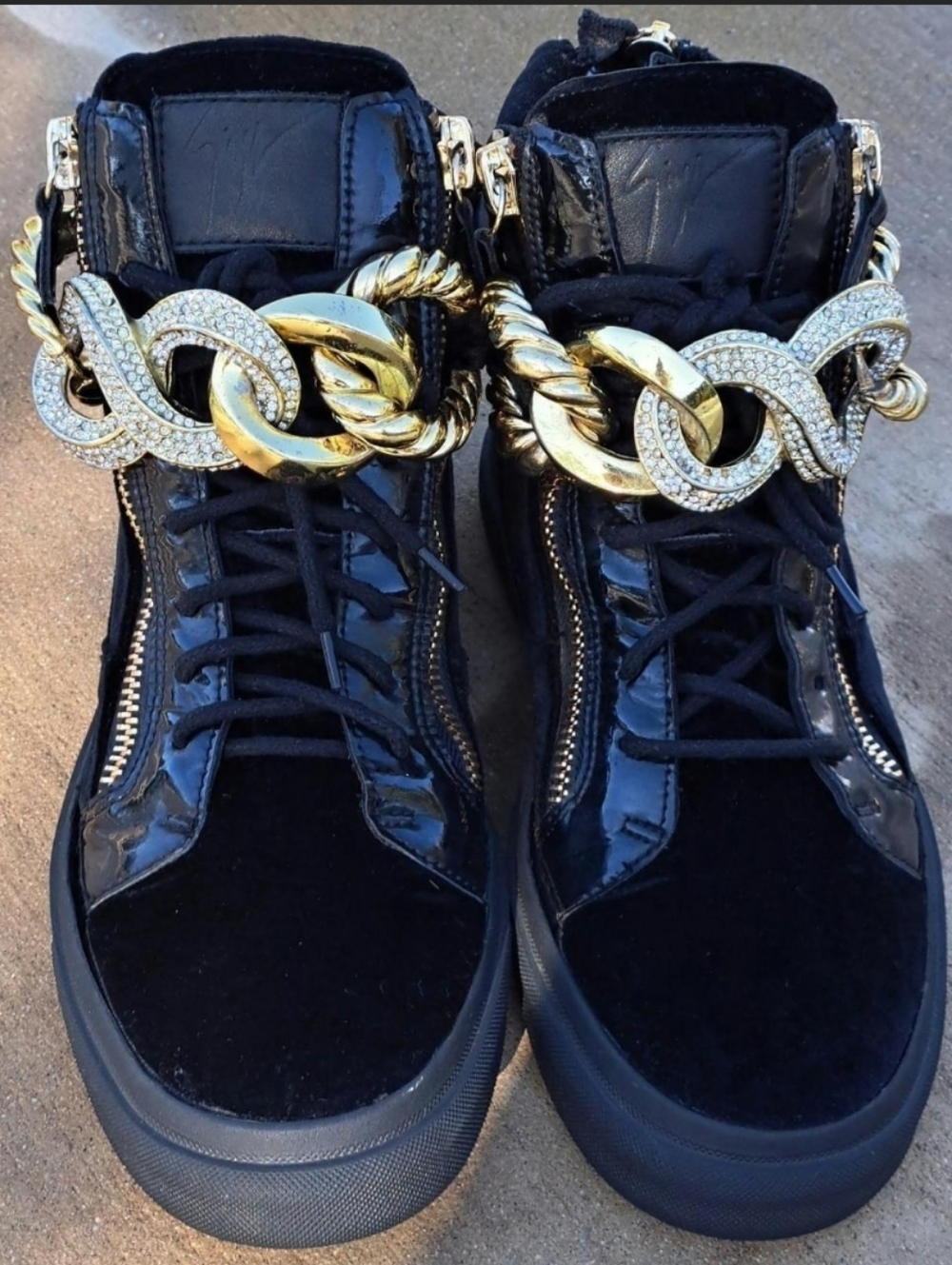 Giuseppe Zanotti Swarovski Crystal Chain Coby High Top Sneakers 42